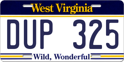 WV license plate DUP325