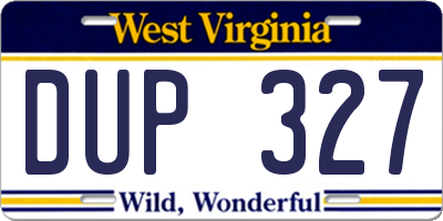 WV license plate DUP327