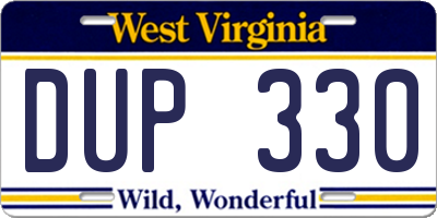 WV license plate DUP330
