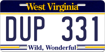 WV license plate DUP331