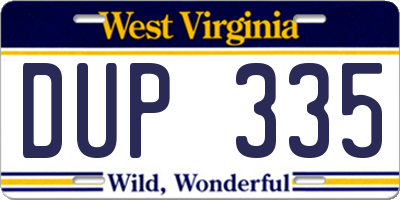 WV license plate DUP335
