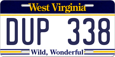WV license plate DUP338