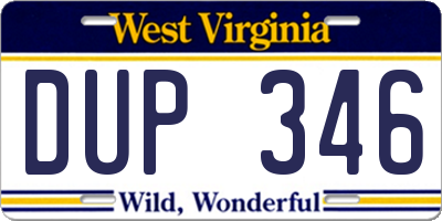 WV license plate DUP346