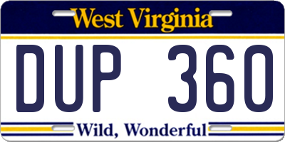 WV license plate DUP360