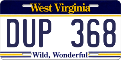 WV license plate DUP368