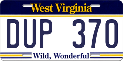 WV license plate DUP370