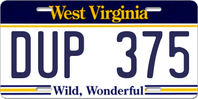 WV license plate DUP375