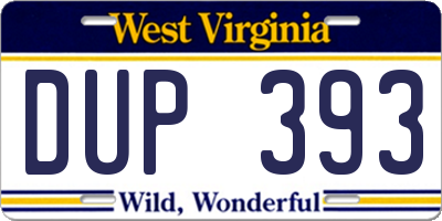 WV license plate DUP393