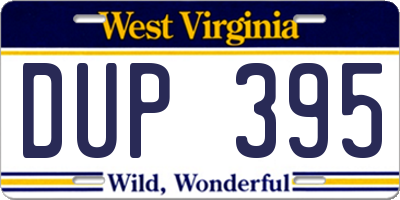 WV license plate DUP395