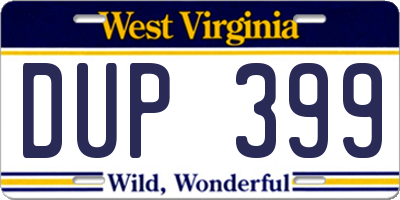 WV license plate DUP399