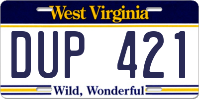 WV license plate DUP421
