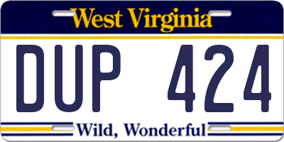 WV license plate DUP424