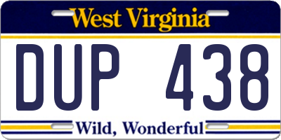 WV license plate DUP438