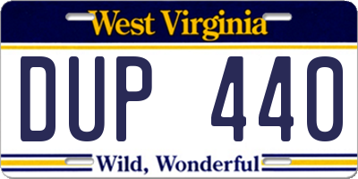 WV license plate DUP440