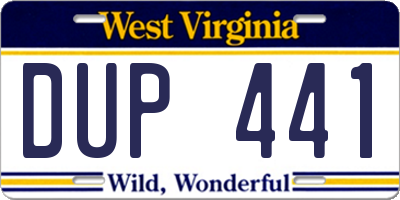 WV license plate DUP441