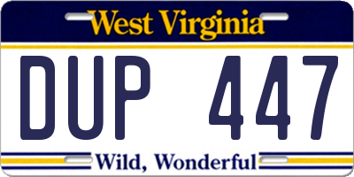 WV license plate DUP447