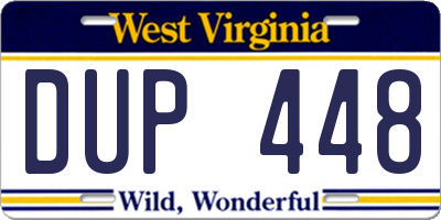 WV license plate DUP448