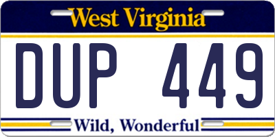 WV license plate DUP449