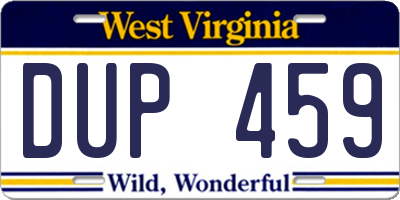 WV license plate DUP459