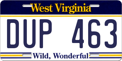 WV license plate DUP463