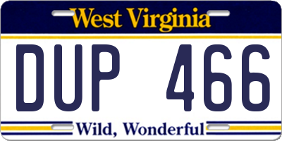 WV license plate DUP466
