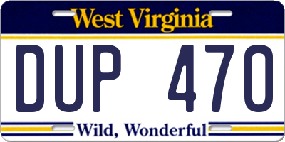 WV license plate DUP470