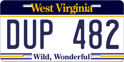 WV license plate DUP482
