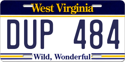 WV license plate DUP484