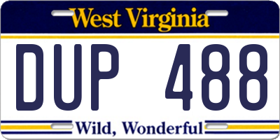 WV license plate DUP488