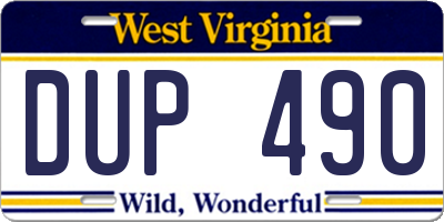 WV license plate DUP490