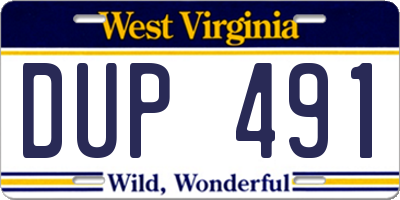 WV license plate DUP491