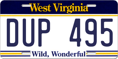 WV license plate DUP495