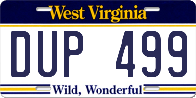 WV license plate DUP499