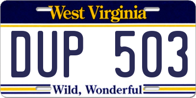 WV license plate DUP503