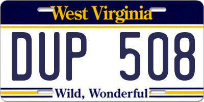 WV license plate DUP508