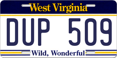 WV license plate DUP509