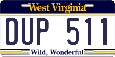 WV license plate DUP511