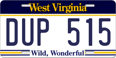 WV license plate DUP515