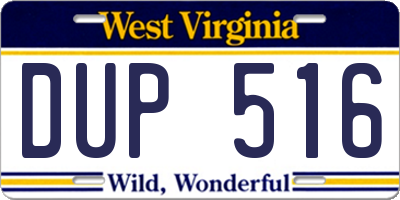 WV license plate DUP516