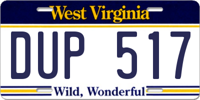 WV license plate DUP517