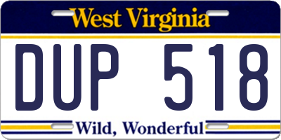 WV license plate DUP518