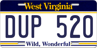 WV license plate DUP520