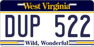 WV license plate DUP522
