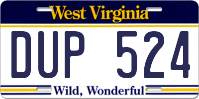 WV license plate DUP524