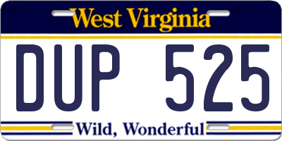 WV license plate DUP525