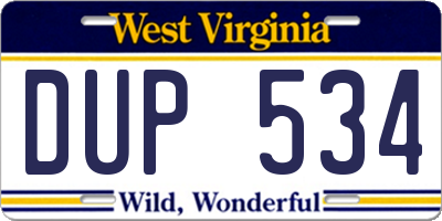 WV license plate DUP534
