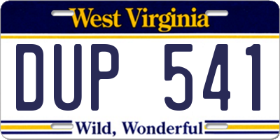 WV license plate DUP541