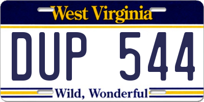 WV license plate DUP544