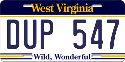 WV license plate DUP547