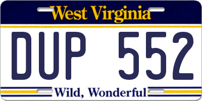 WV license plate DUP552